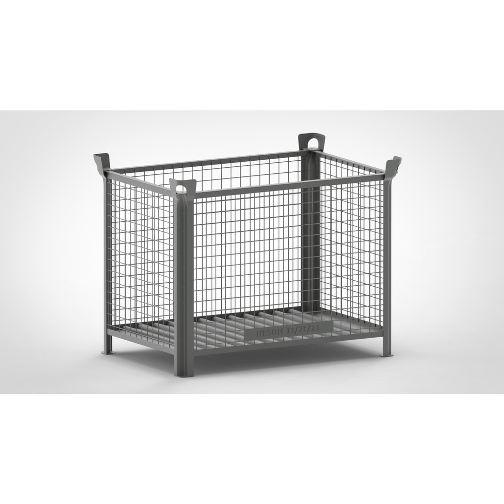 Illustration du produit: Caisse grillagée HESON®, parois fixes, peinte, H x l x P 900 x 1 200 x 800 mm, gris souris