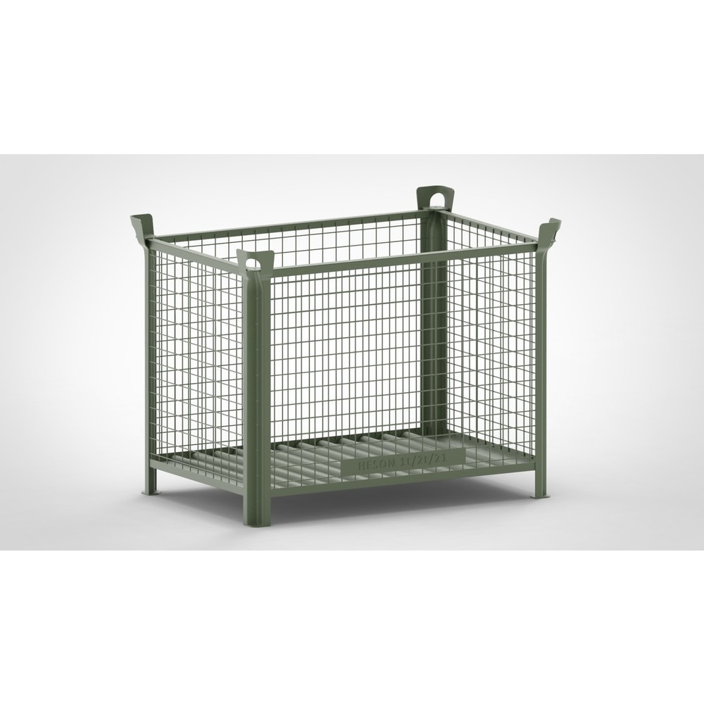 Illustration du produit: Caisse grillagée HESON®, parois fixes, peinte, H x l x P 900 x 1 200 x 800 mm, vert réséda