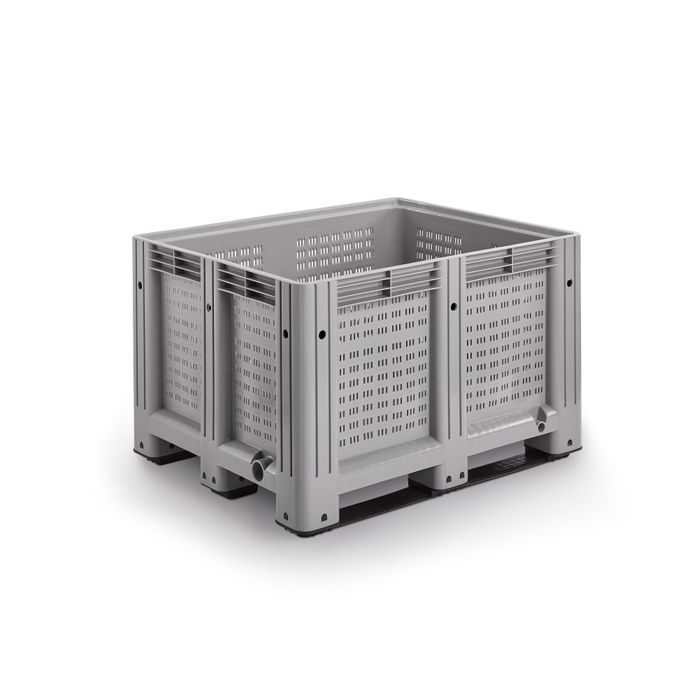 Illustration du produit: Caisse-palette L, grise, 1 200x1 000x780mm, ajourée, avec 3 patins