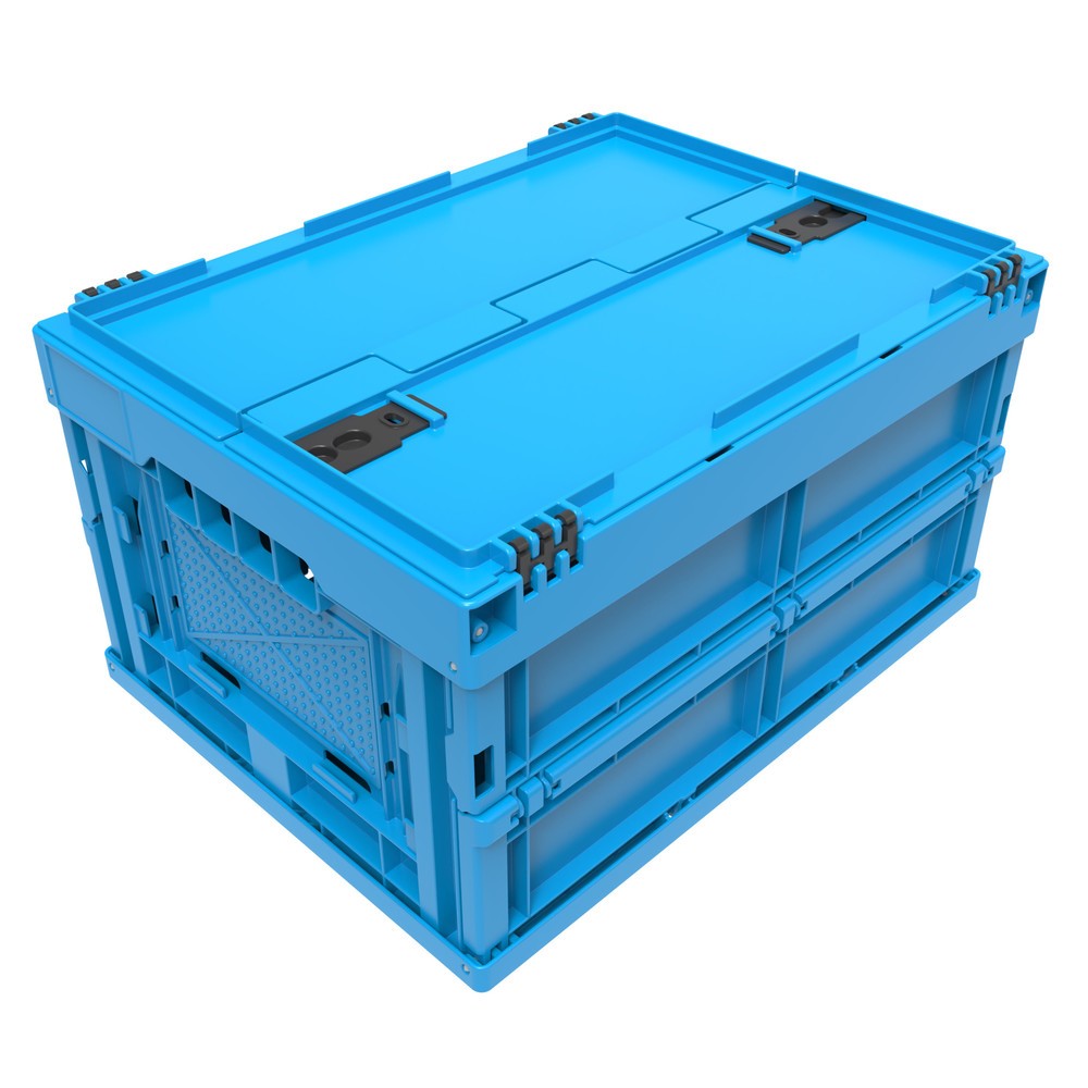 Produktabbildung Nr. 5: Caisse pliante norme Europe Premium, avec couvercle à charnières, 21 litres, bleu