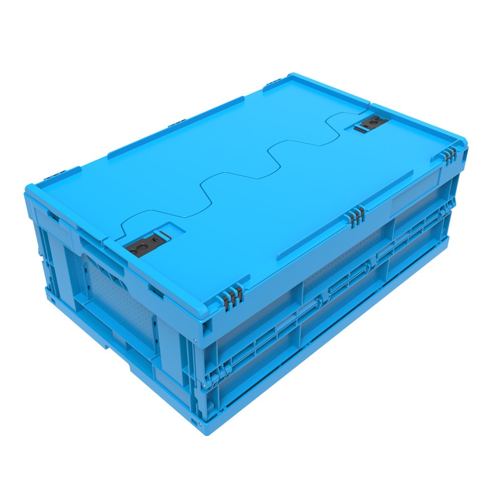 Produktabbildung Nr. 3: Caisse pliante norme Europe Premium, avec couvercle à charnières, 42 litres, bleu