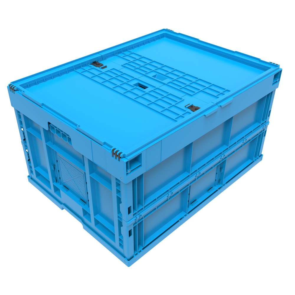 Produktabbildung Nr. 5: Caisse pliante norme Europe Premium, avec couvercle à charnières, 165 litres, bleu