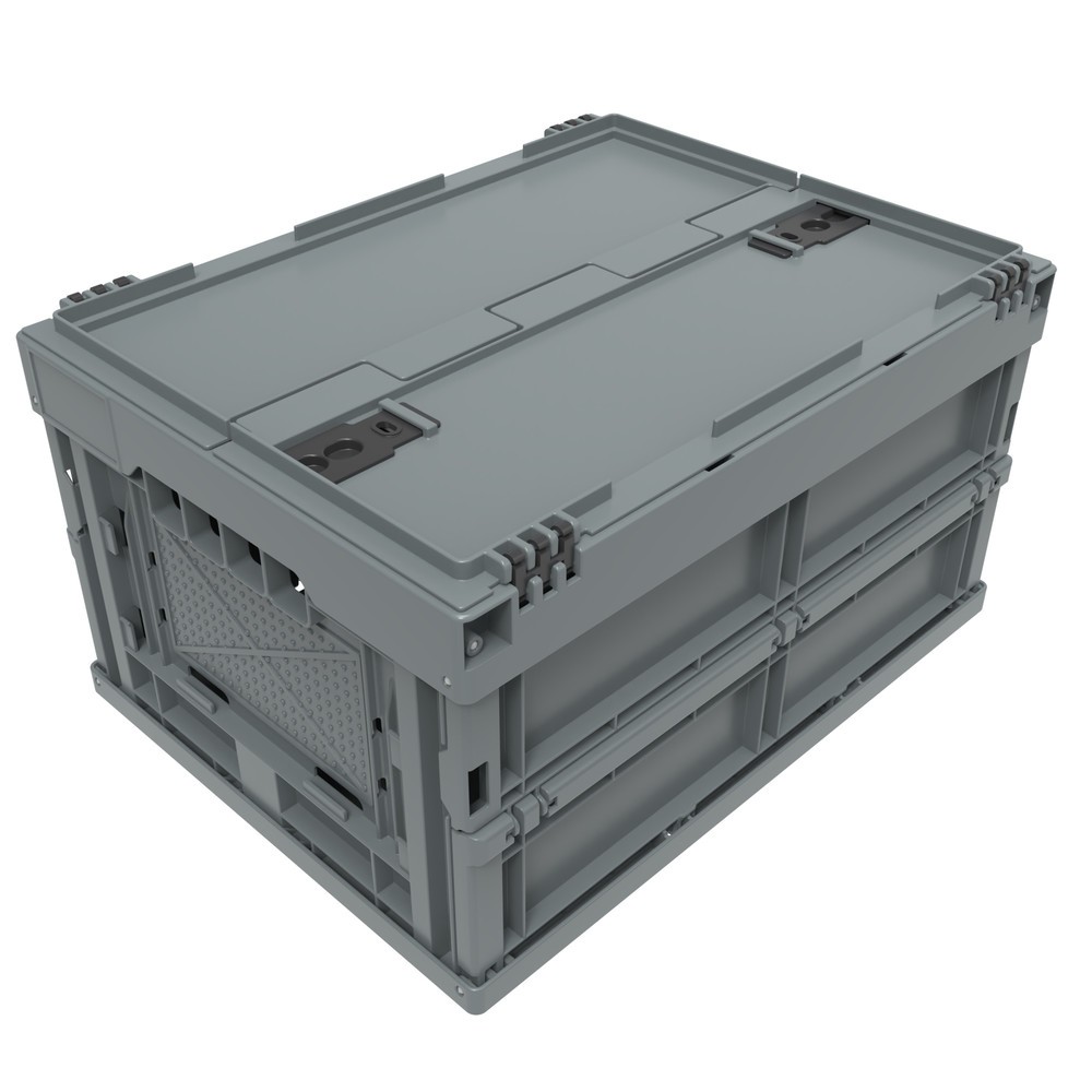 Produktabbildung Nr. 5: Caisse pliante norme Europe Premium, avec couvercle à charnières, 21 litres, gris