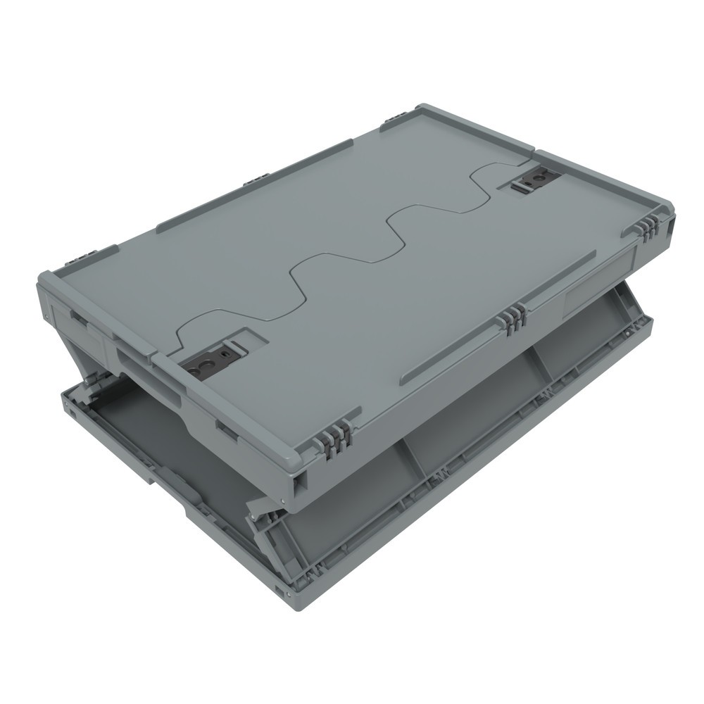 Produktabbildung Nr. 2: Caisse pliante norme Europe Premium, avec couvercle à charnières, 42 litres, gris