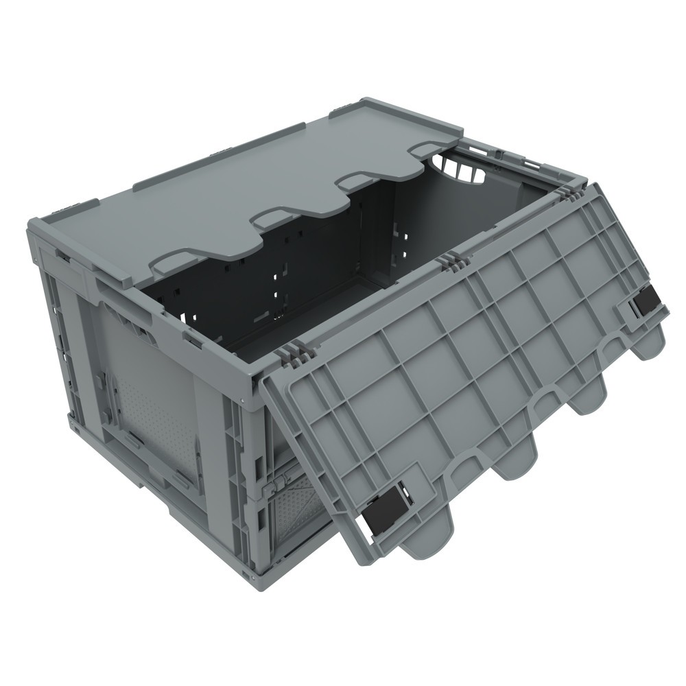 N° de l'image du produit 1 : Euronorm-Eurobox premium, avec couvercle à charnières, 60 litres, gris