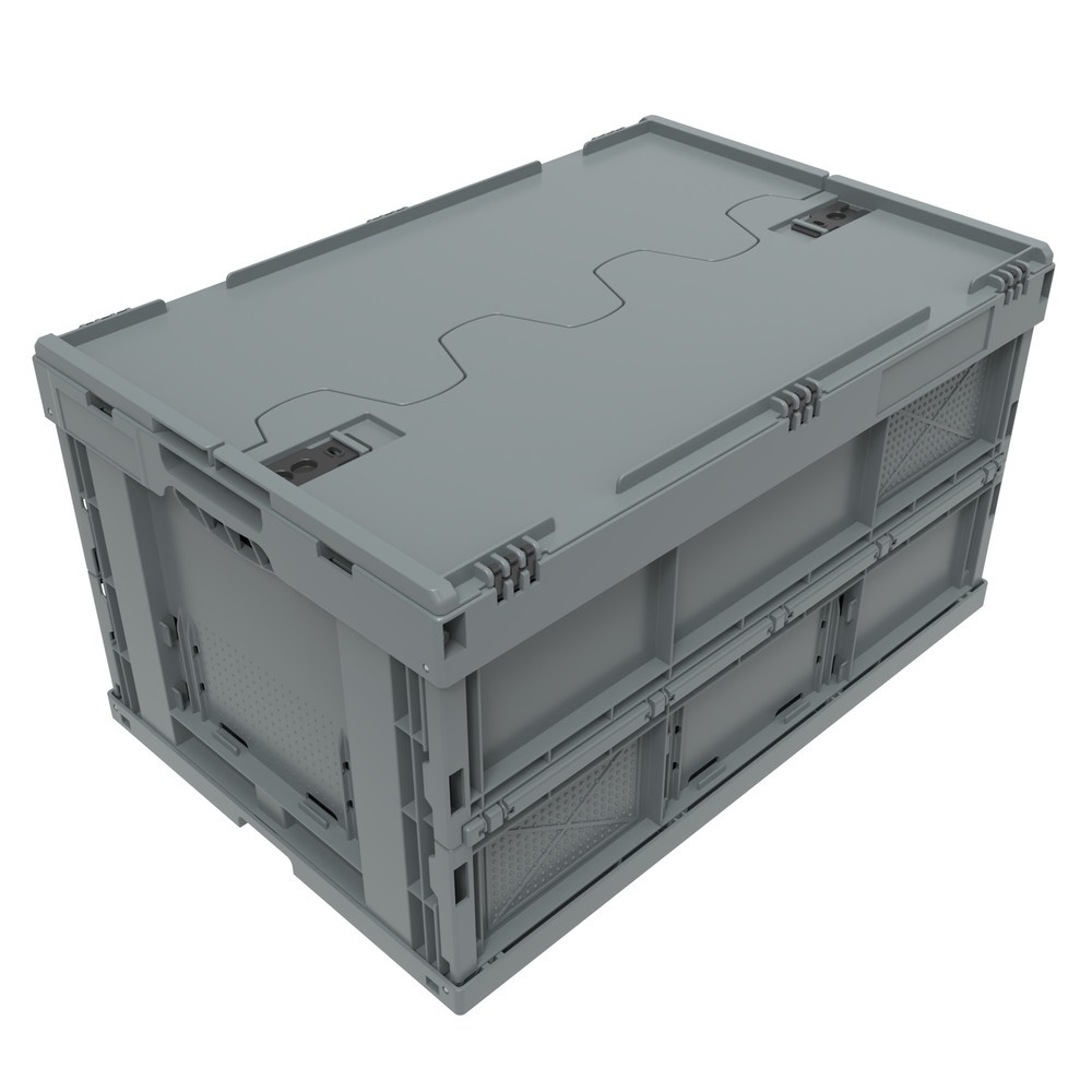 N° de l'image du produit 3 : Euronorm-Eurobox premium, avec couvercle à charnières, 60 litres, gris