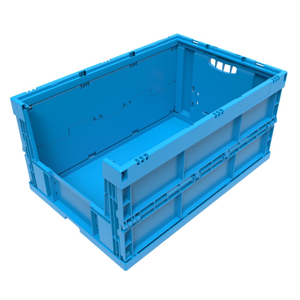 Illustration du produit: Caisse pliante norme Europe Premium, avec couvercle à orifice de prélèvement, 59 litres