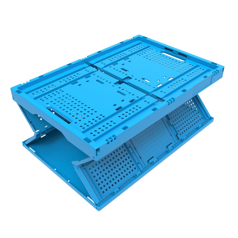 Produktabbildung Nr. 2: Caisse pliante norme Europe Premium, avec parois latérales perforées, bleu