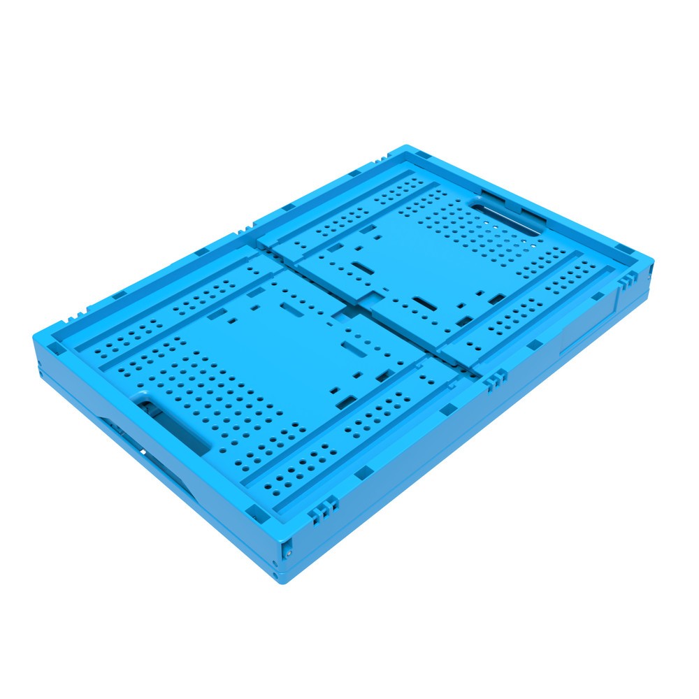 Produktabbildung Nr. 4: Caisse pliante norme Europe Premium, avec parois latérales perforées, bleu
