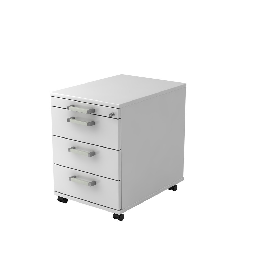 Illustration du produit: Caisson à roulettes Hammerbacher 58 cm, 3 tiroirs, serrure CE blanc