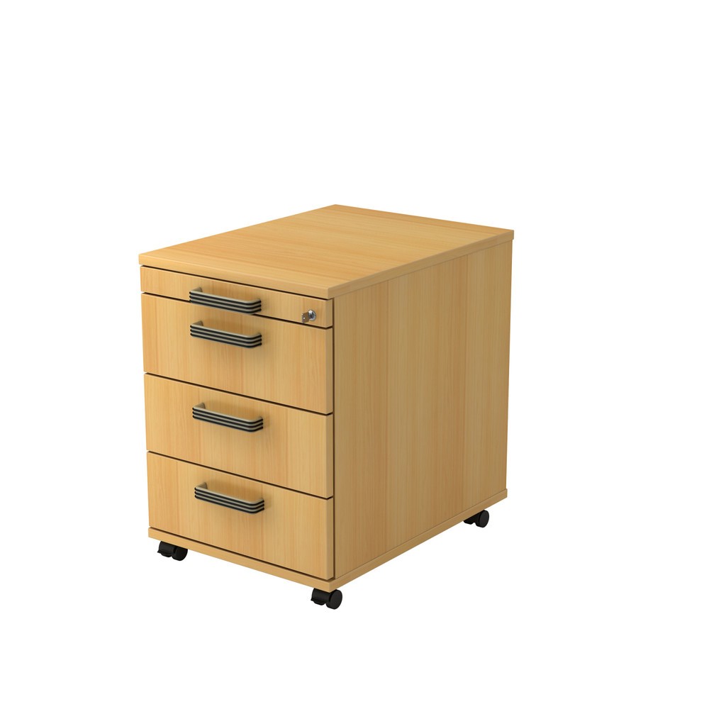 Illustration du produit: Caisson à roulettes Hammerbacher 58 cm, 3 tiroirs, serrure SG hêtre