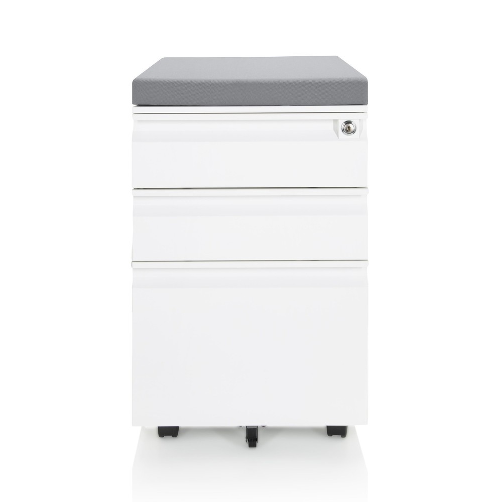 Illustration du produit: Caisson à roulettes hjh OFFICE COLOR OS métal, blanc avec coussin d'assise, gris