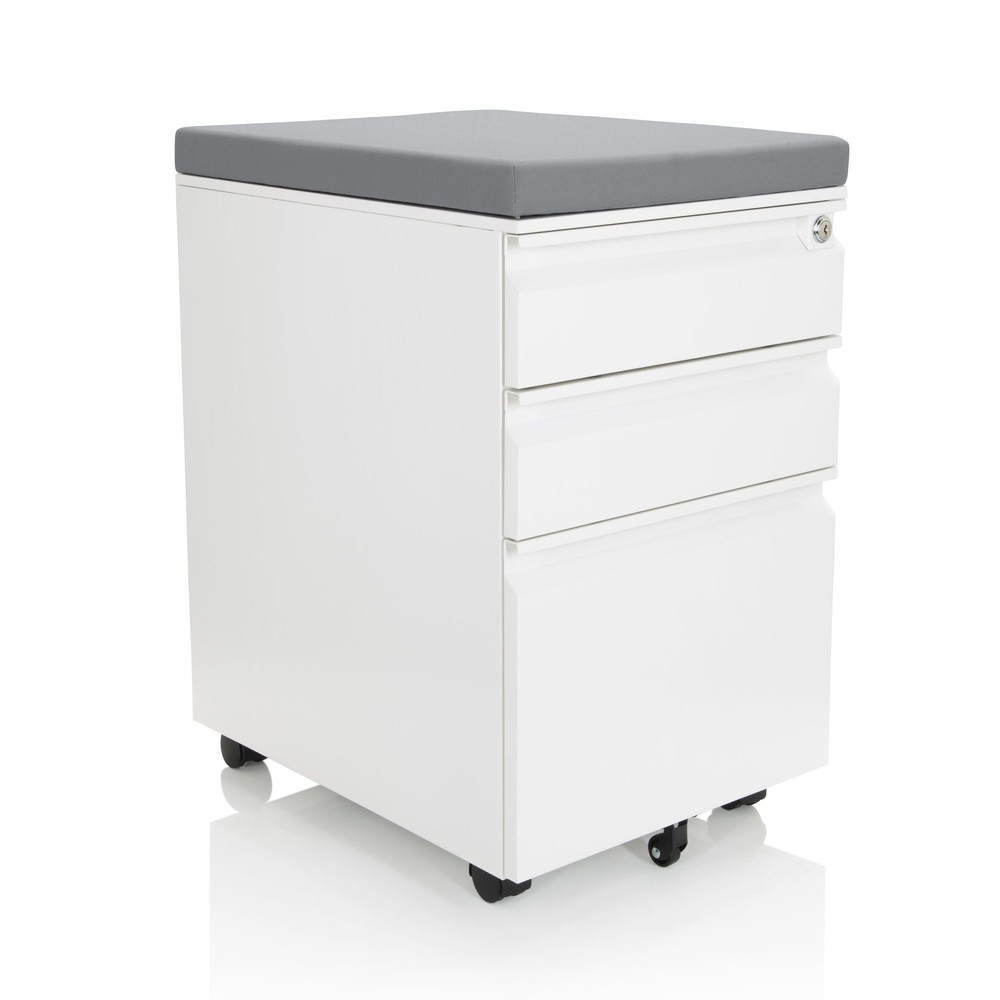Produktabbildung Nr. 9: Caisson à roulettes hjh OFFICE COLOR OS métal, blanc avec coussin d'assise, gris