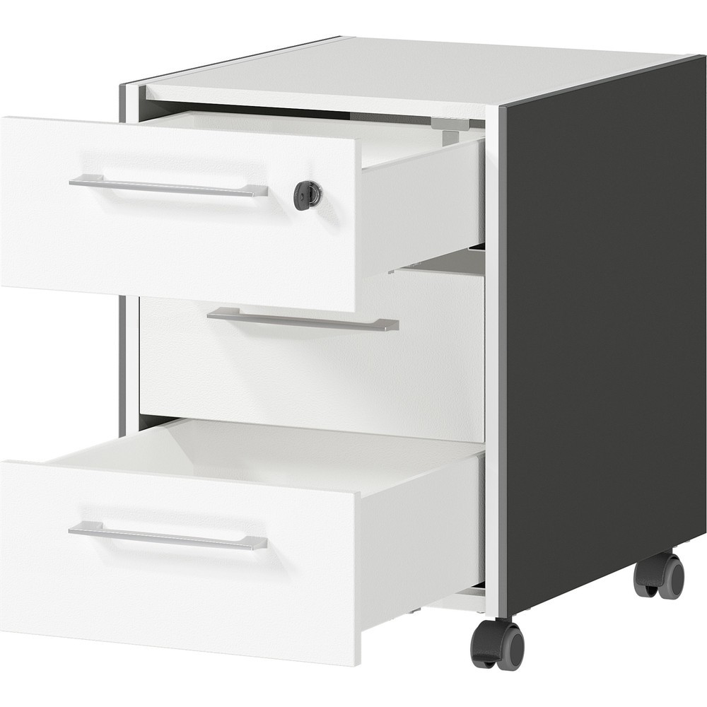 Produktabbildung Nr. 3: Caisson à roulettes PASADENA, 3 tiroirs, graphite/blanc
