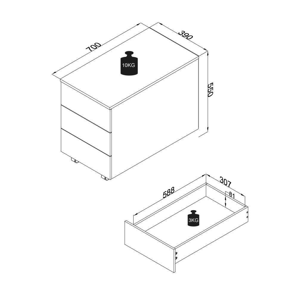 Produktabbildung Nr. 2: Caisson roulant Dalosa 70 3-SB, chêne miel