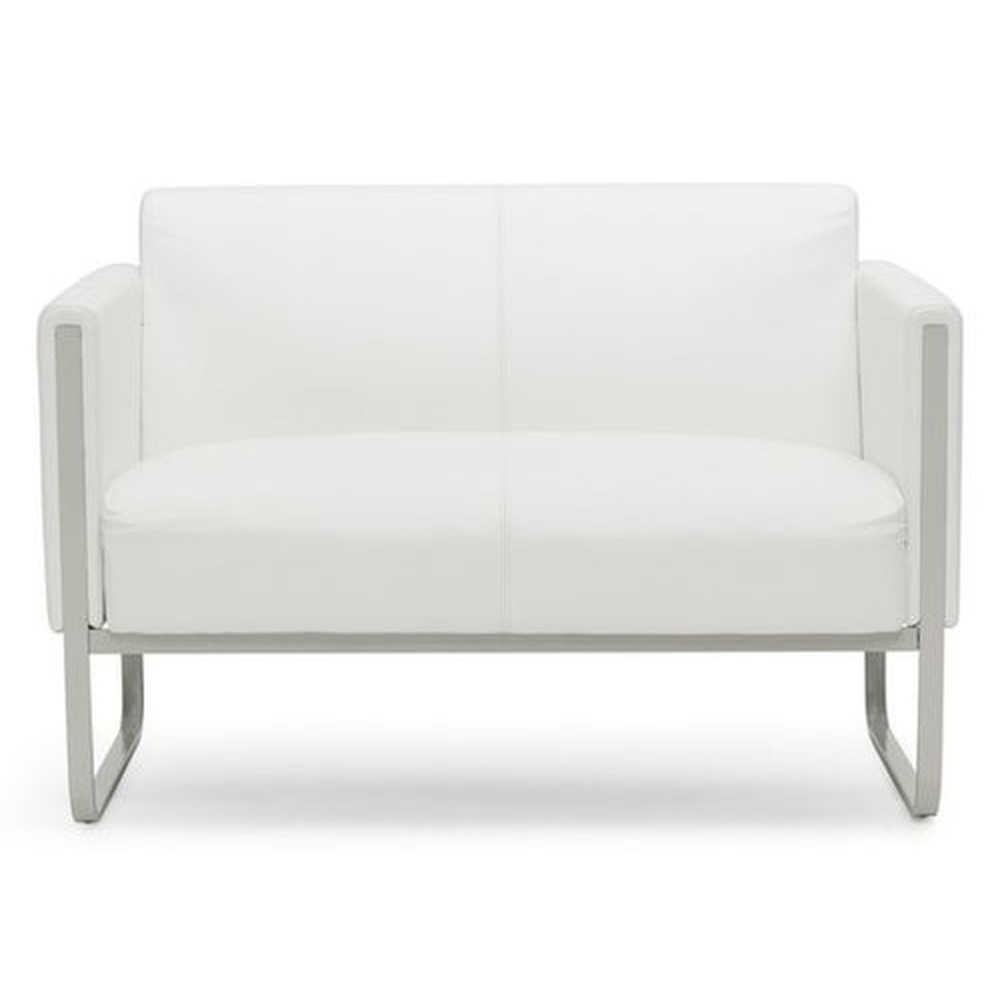 Illustration du produit: Canapé lounge hjh OFFICE ARUBA piètement gris clair similicuir, 2 places, blanc