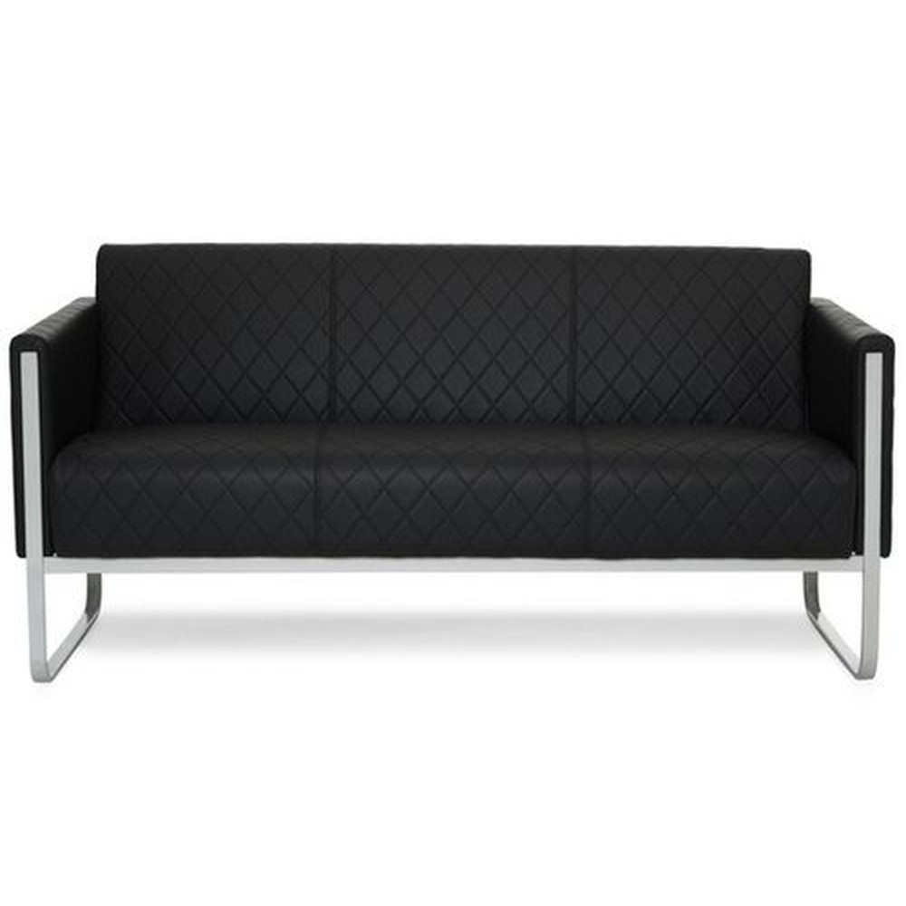 Illustration du produit: Canapé lounge hjh OFFICE ARUBA STEP piètement gris clair similicuir, 3 places, noir