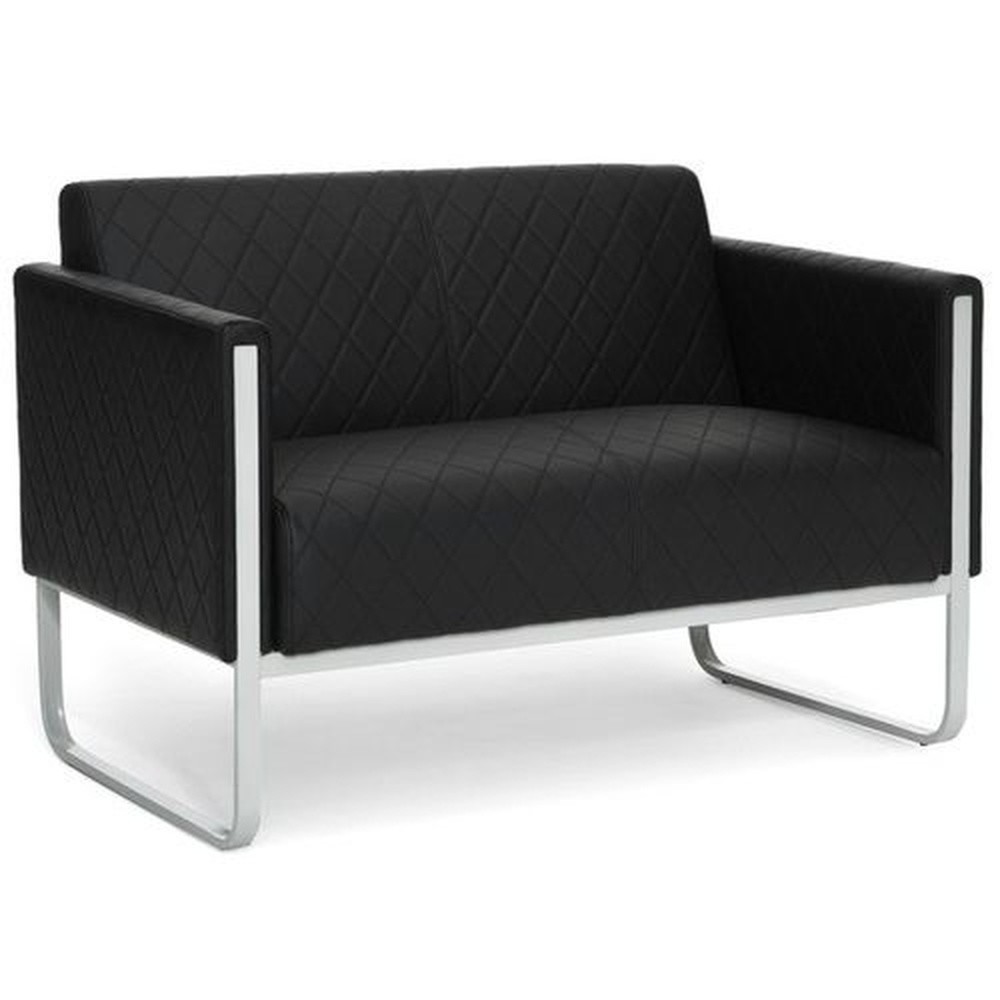 N° de l'image du produit 3 : Canapé lounge hjh OFFICE ARUBA STEP piètement gris clair similicuir, 2 places, noir