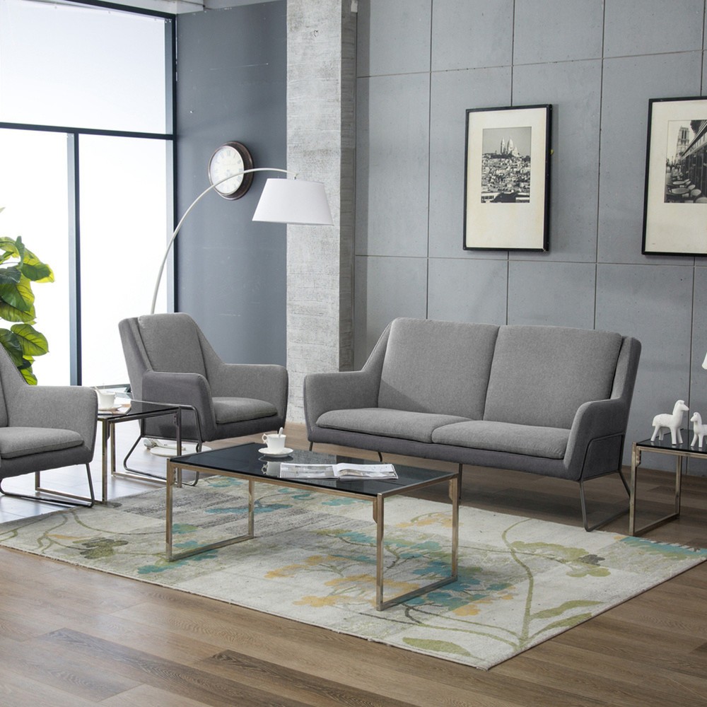 Produktabbildung Nr. 6: Canapé lounge hjh OFFICE LAGUN structure à patins, 3 places, gris clair/gris foncé