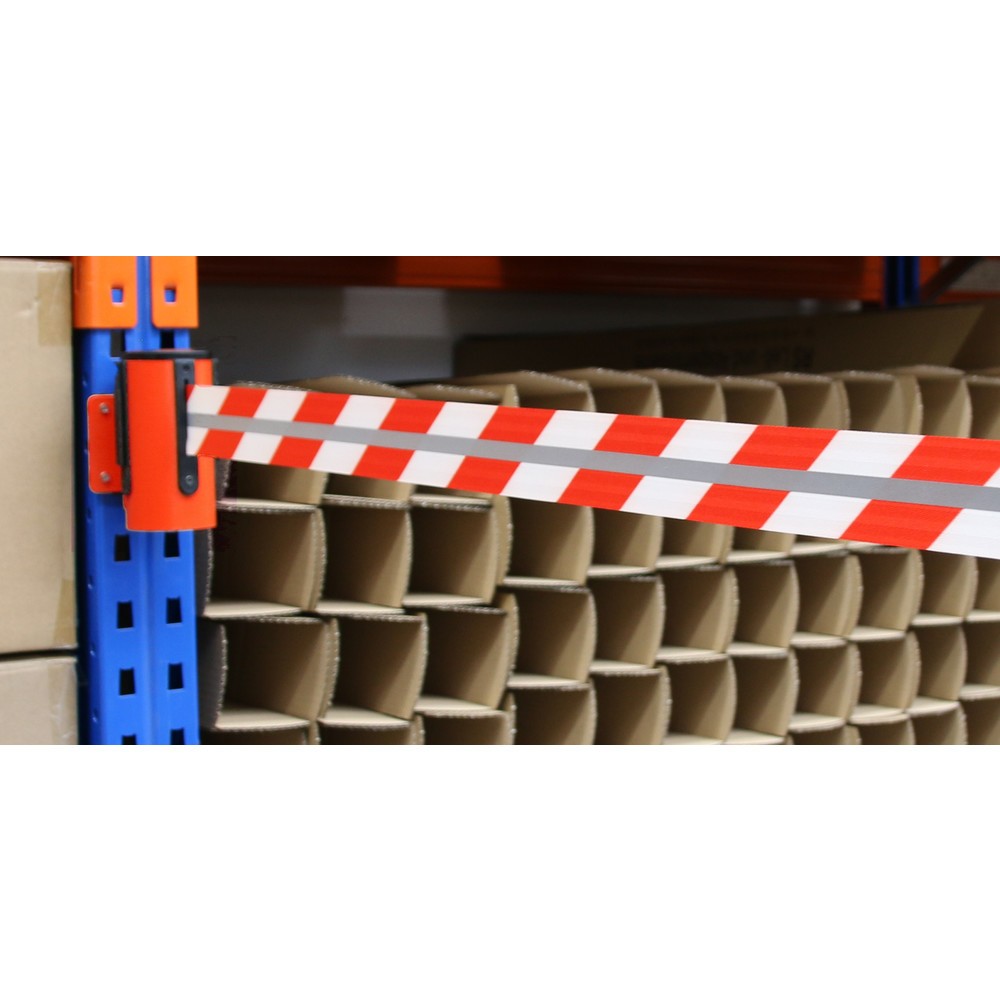 Produktabbildung Nr. 4: Cassette à sangle RS-GUIDESYSTEMS® GLW 45-D REFLECTO, montage mural, longueur 2,3 m, largeur 50 mm, boîtier rouge, sangle rouge/blanc
