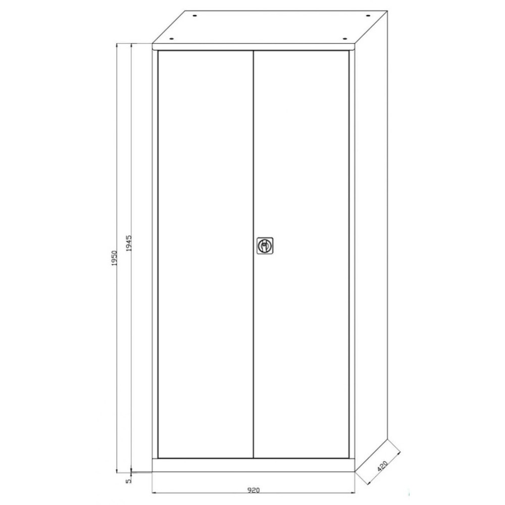 Produktabbildung Nr. 2: CEHA Flügeltürenschrank HF-ST, 5 OH, HxBxT 1.950 x 920 x 420 mm, verzinkte Fachböden, lichtgrau/enzianblau