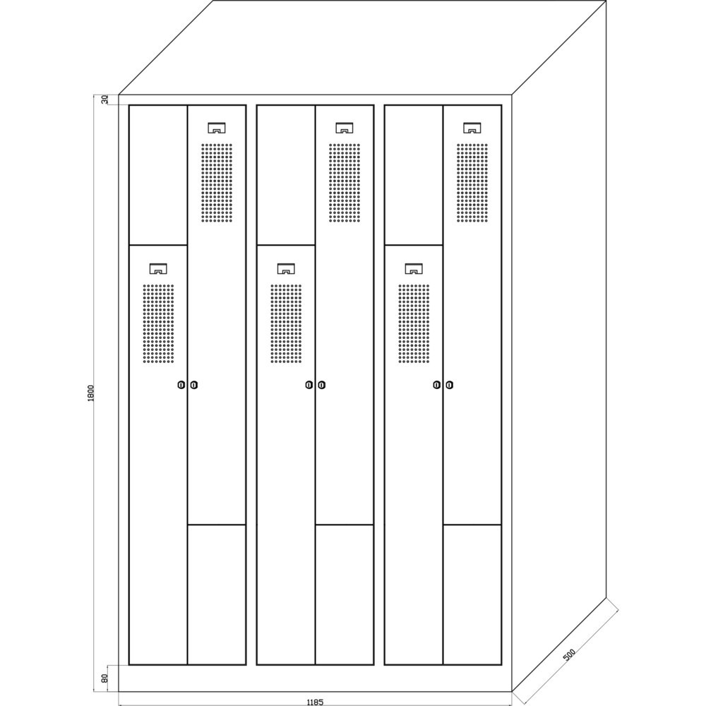 Produktabbildung Nr. 2: CEHA Z-Spind HDZ-1, Zylinderschloss, 6 Abteile, lichtgrau