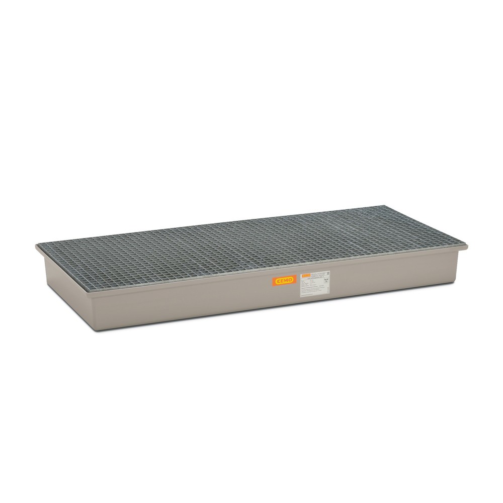 Produktabbildung: CEMO Auffangwanne aus GFK, HxBxT 200 x 850 x 1.880 mm, Gitterrost aus Stahl