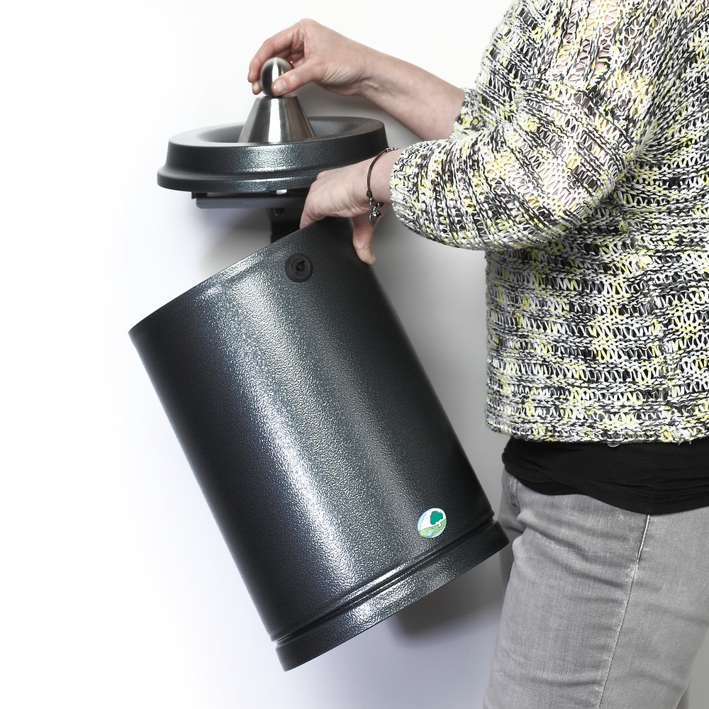 Produktabbildung Nr. 2: Cendrier mural VAR®, tôle d’acier, 15 litres, argent vieilli