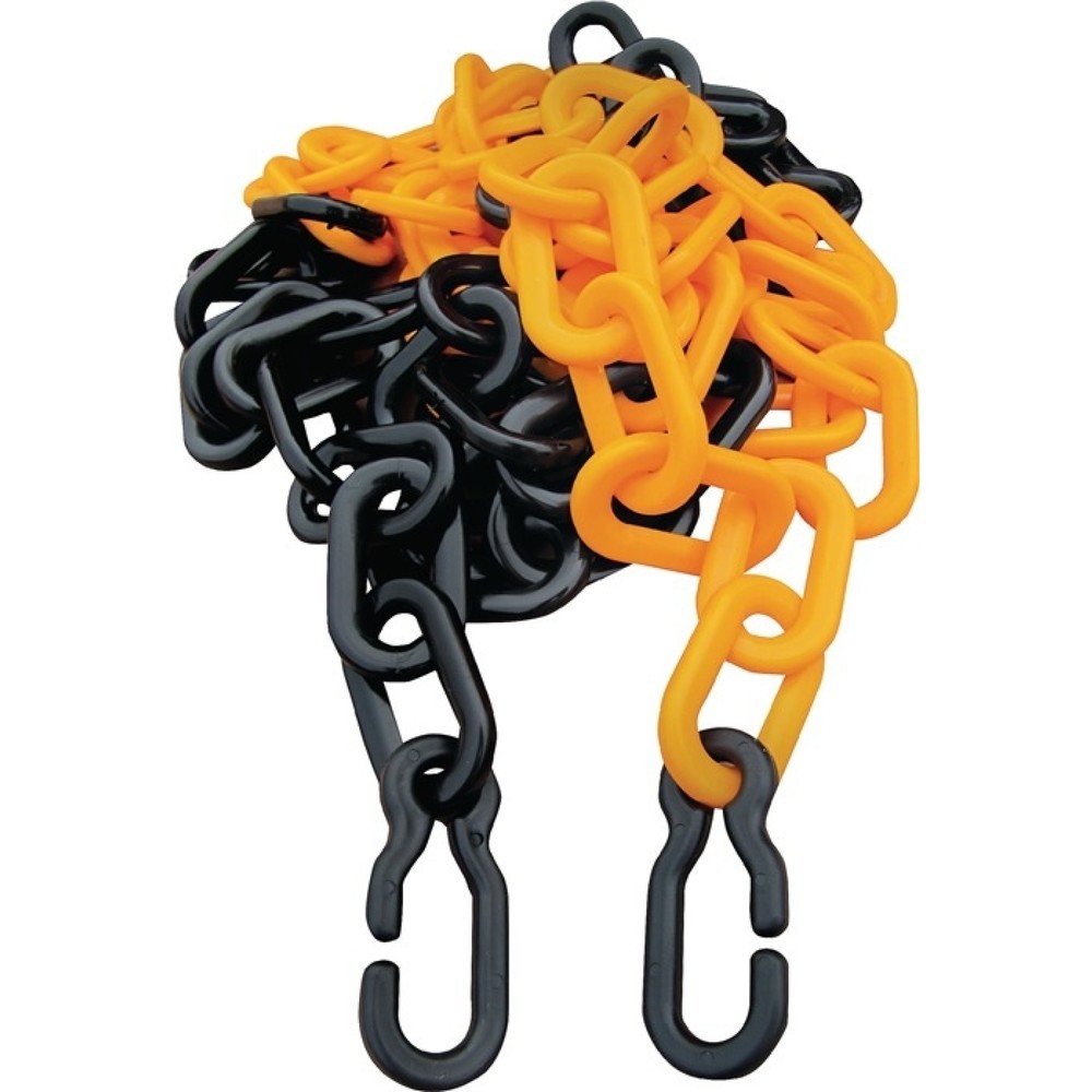 Illustration du produit: Chaîne de signalisation PP jaune/noir 9 mm longueur 3 m avec 2 crochets universe