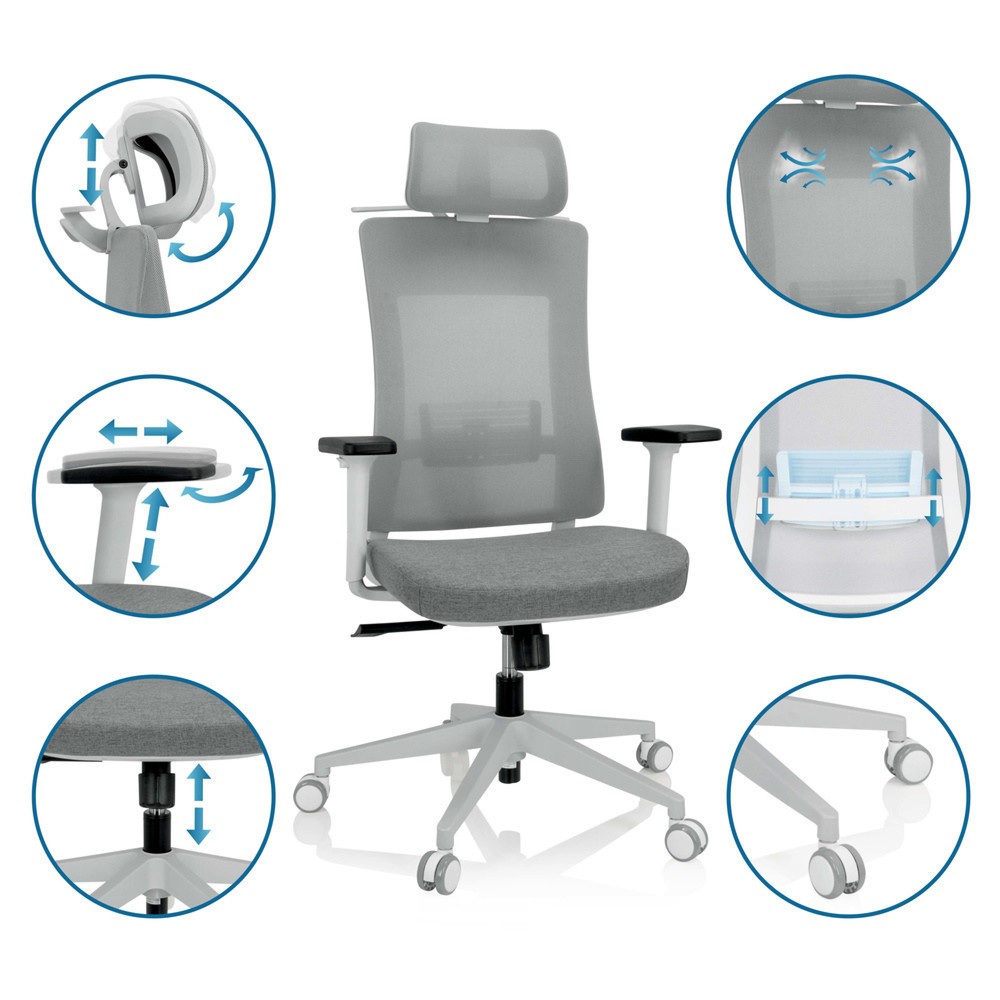 Produktabbildung Nr. 6: Siège de bureau / siège pivotant hjh OFFICE COMFIO WMH maille / tissu, gris
