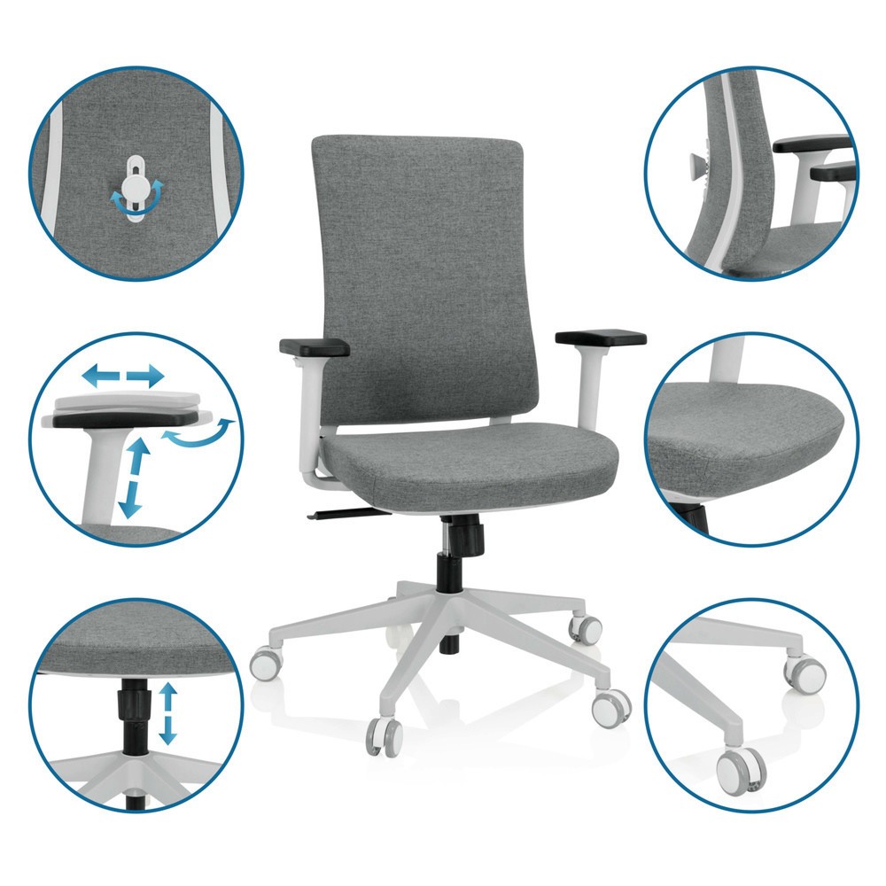 Produktabbildung Nr. 3: Chaise de bureau / chaise pivotante hjh OFFICE COMFIO WP tissu, gris