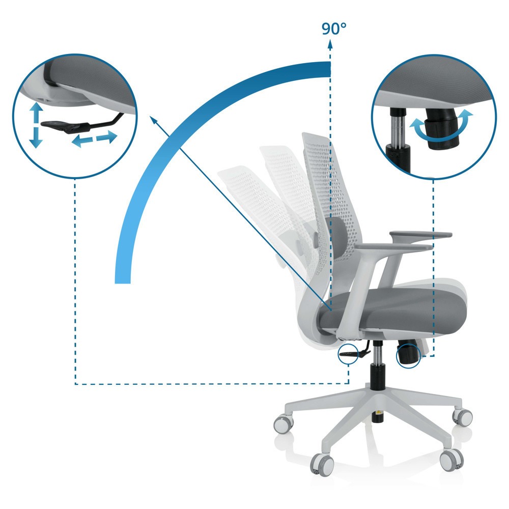 Produktabbildung Nr. 2: Chaise de bureau / chaise pivotante hjh OFFICE PARFERIO W tissu, gris
