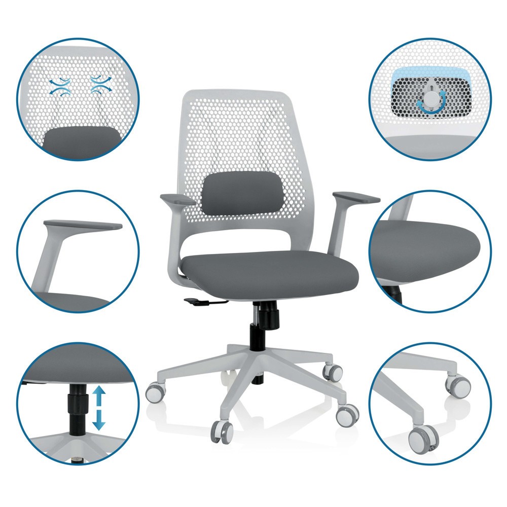 Produktabbildung Nr. 3: Chaise de bureau / chaise pivotante hjh OFFICE PARFERIO W tissu, gris