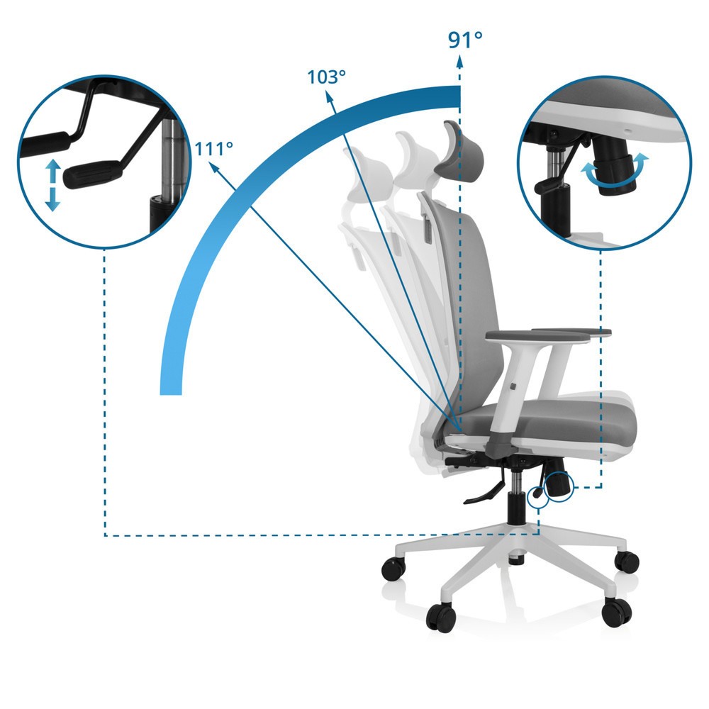 Produktabbildung Nr. 3: Siège de bureau / siège pivotant hjh OFFICE PROFONDO PRO W résille / tissu, gris