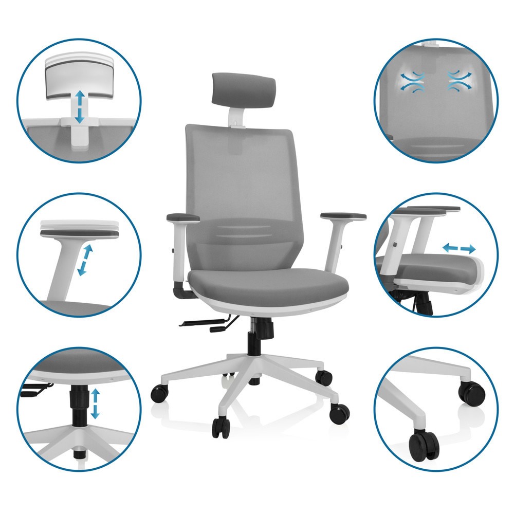 Produktabbildung Nr. 4: Siège de bureau / siège pivotant hjh OFFICE PROFONDO PRO W résille / tissu, gris