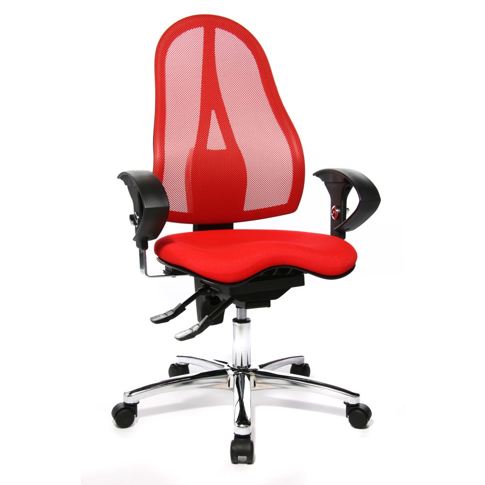 Produktabbildung Nr. 2: Chaise de bureau pivotante Topstar® Ortho 15, dossier en mesh, accoudoirs réglables en hauteur, rouge