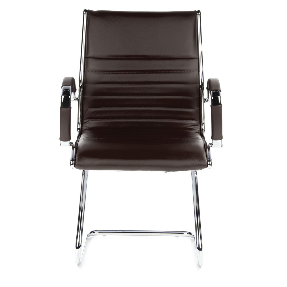 Chaise de conférence / fauteuil suspendu hjh OFFICE PARMA V cuir, brun chromé Illustration du produit: Chaise de conférence / fauteuil suspendu hjh OFFICE PARMA V cuir, brun chromé