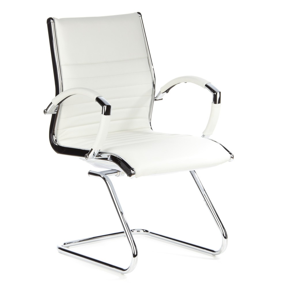 Produktabbildung Nr. 3: Chaise de conférence / fauteuil suspendu hjh OFFICE PARMA V cuir, blanc chromé