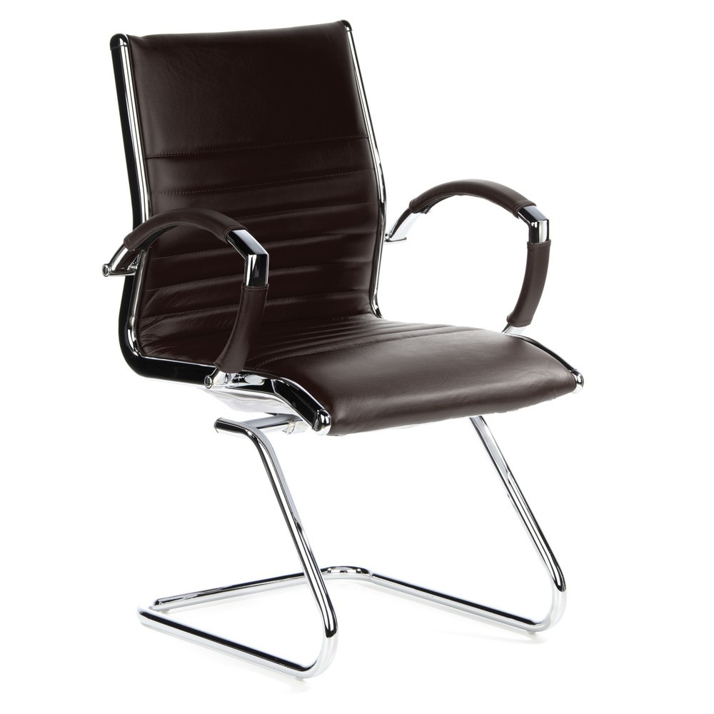 N° de l'image du produit 3 : Chaise de conférence / fauteuil suspendu hjh OFFICE PARMA V cuir, brun chromé