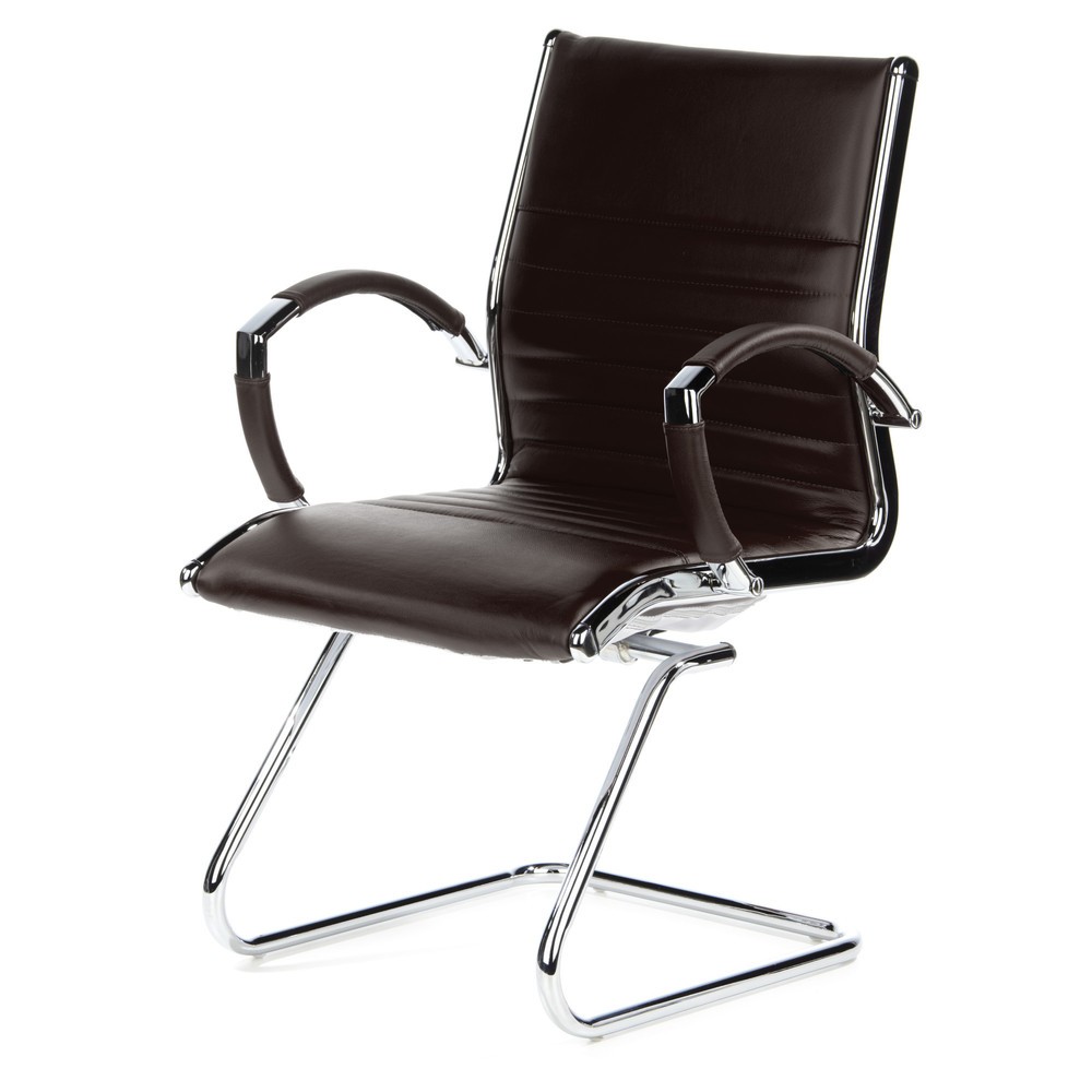N° de l'image du produit 10 : Chaise de conférence / fauteuil suspendu hjh OFFICE PARMA V cuir, brun chromé