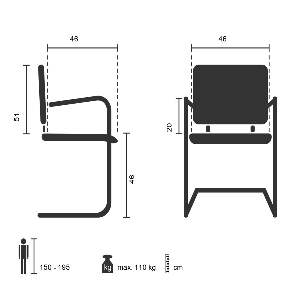 Produktabbildung Nr. 5: Chaise de conférence / chaise-visiteur hjh OFFICE TILA V PU, noir
