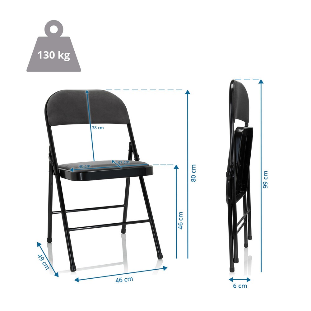 N° de l'image du produit 5 : Chaise de conférence / chaise-visiteur / chaise pliante hjh OFFICE TUDELA I velours, gris foncé