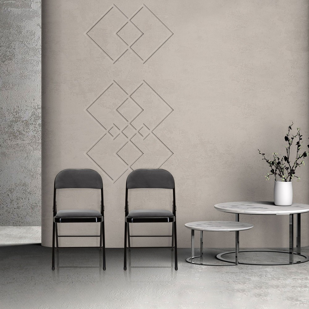 N° de l'image du produit 7 : Chaise de conférence / chaise-visiteur / chaise pliante hjh OFFICE TUDELA I velours, gris foncé