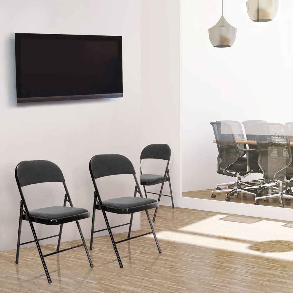 N° de l'image du produit 8 : Chaise de conférence / chaise-visiteur / chaise pliante hjh OFFICE TUDELA I velours, gris foncé
