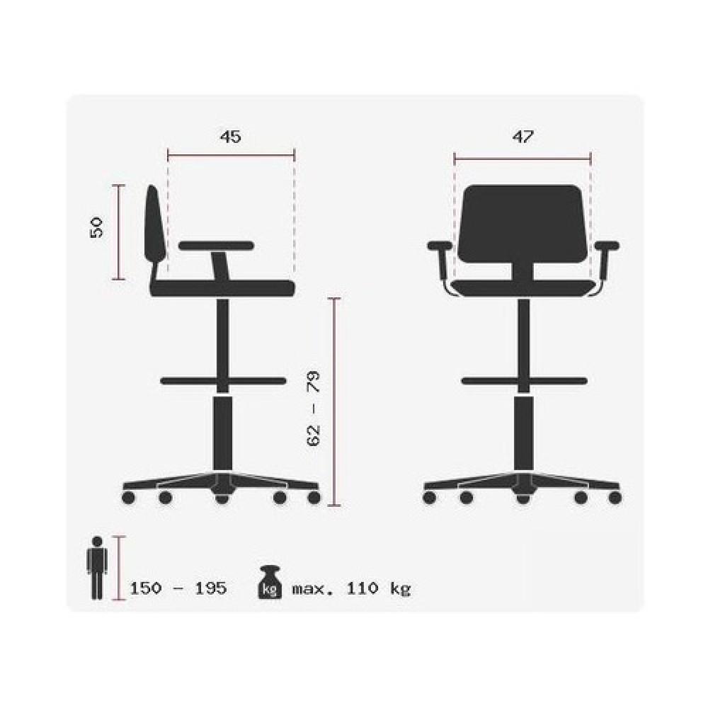 Produktabbildung Nr. 10: Siège de travail / siège de comptoir hjh OFFICE TOP WORK 77 tissu, noir