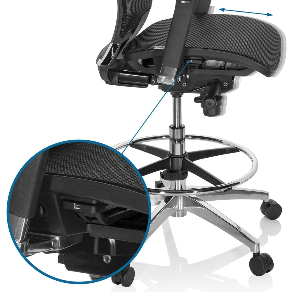 Produktabbildung Nr. 10: Siège de travail / siège de comptoir hjh OFFICE TOP WORK 78 maille, noir