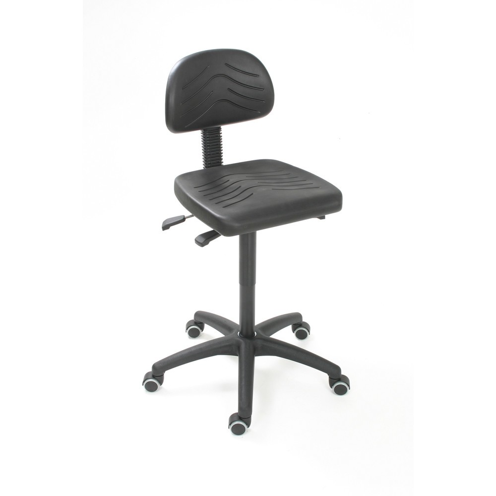 Illustration du produit: Chaise de travail pivotante HEMMDAL Easy en polyuréthane, hauteur d'assise 450-650 mm, base en plastique, roulettes