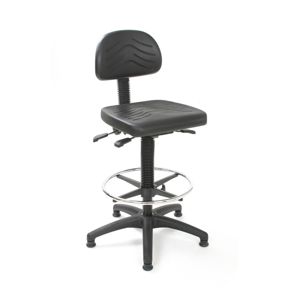 Produktabbildung Nr. 1: HEMMDAL Chaise de travail pivotante Easy en polyuréthane, hauteur d’assise 510-710 mm, base plastique, patins, anneau repose-pied