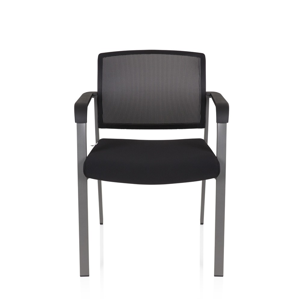 Illustration du produit: Chaise-visiteur / chaise de conférence hjh OFFICE MEET gris maille/tissu, noir
