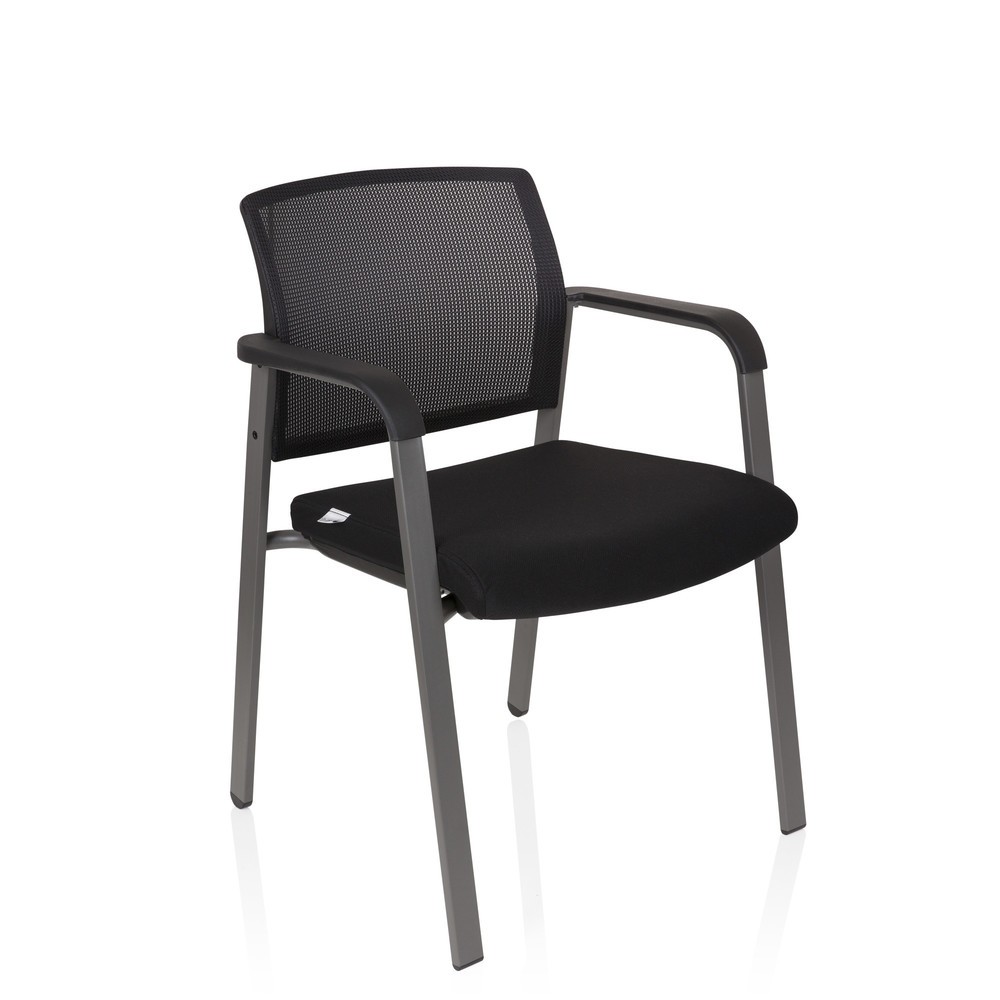 Produktabbildung Nr. 4: Chaise-visiteur / chaise de conférence hjh OFFICE MEET gris maille/tissu, noir